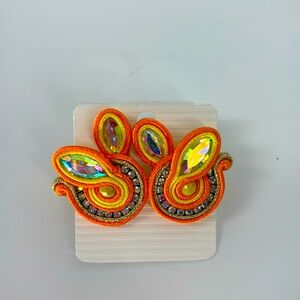 Beautiful Handmade Soutache Stud Earrings‎ Elegant Summer Resort Wear